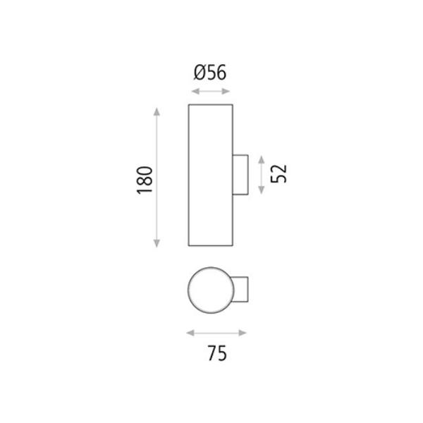 Aplique de pared Zoom – ACB – 2xGU10, Aluminio blanco-negro