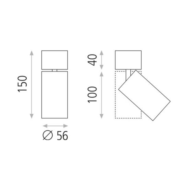 Foco de techo Zoom – ACB – Lámpara orientable 350º, 1xGU10, Aluminio blanco-negro