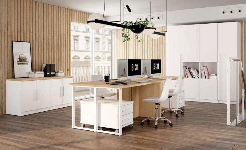 AOR-275-Composición doble de mesa estudio y mueble librería