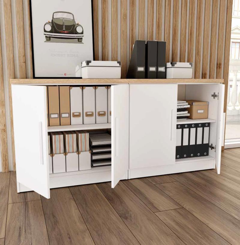 AOR-275-Composición doble de mesa estudio y mueble librería