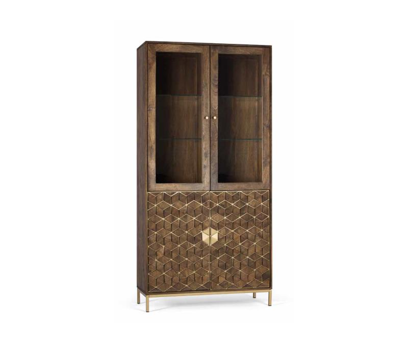 Colección ETNIC-Vitrina-Ref 1468-fabricada en madera de mango y metal. 200 x 98 x 40 cm
