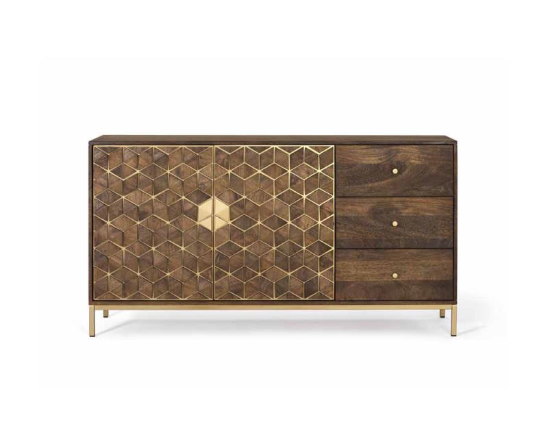 Colección ETNIC-Ref. 1465-Aparador fabricado en madera de mango y metal. 77 x 145 x 40 cm