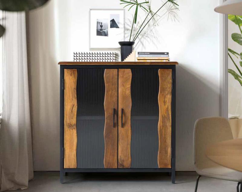 Colección ETNIC-Aparador-Ref 1423-Aparador fabricado en madera de mango y estructura de metal. 90 x 87 x 37 cm