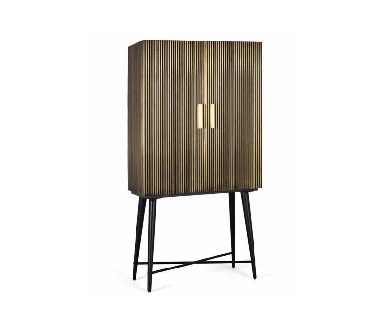 Colección ETNIC-Alacena-Ref. 1718-Alacena fabricada en madera de mango, revestido en bronce. 163 x 85 x 40 cm