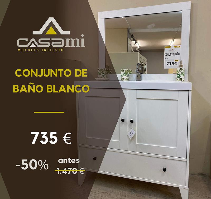 Conjunto de Baño Blanco con Espejo