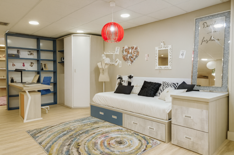 Dormitorio Juvenil Blanco y Azul