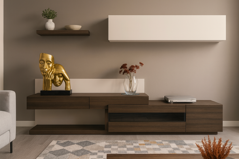 Mueble de Salón Blanco-Marrón
