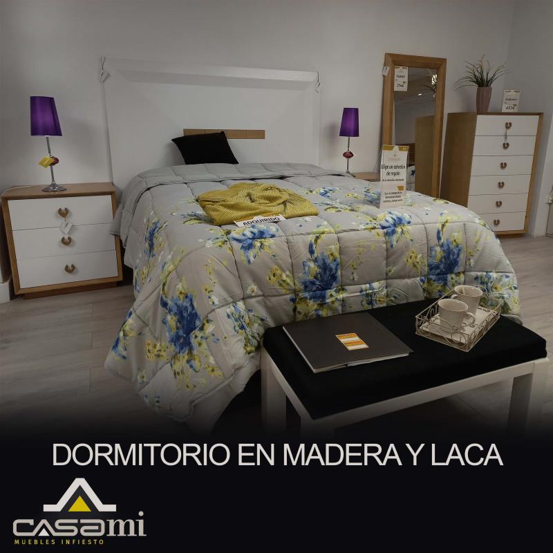 Conjunto Dormitorio Matrimonial en Madera y Laca