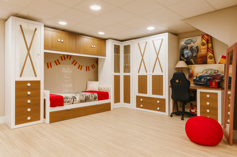 Dormitorio Juvenil en Blanco y Madera (Colección MU-AL)