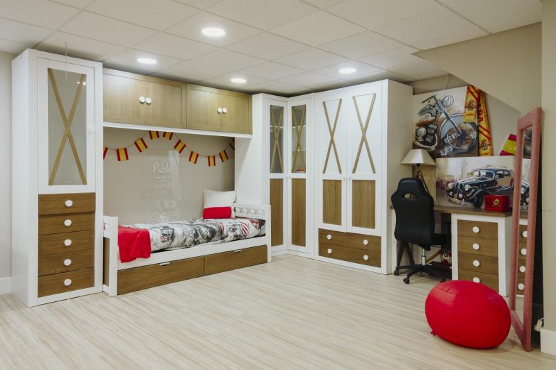 Dormitorio Juvenil en Blanco y Madera (Colección MU-AL)