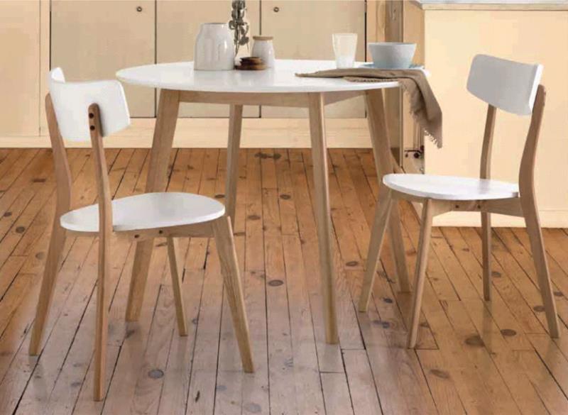 MESA DE COMEDOR REDONDA FIJA EN COLOR BLANCA-MADERA